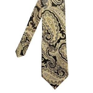 Sean John Gold Black Paisley Tie Mens One Size Silk Formal Business Necktie